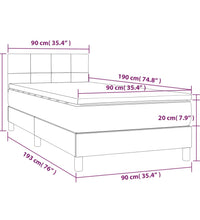 Boxspringbett mit Matratze & LED Hellgrau 90x190 cm Stoff