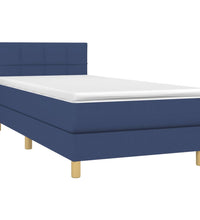 Boxspringbett mit Matratze & LED Blau 90x190 cm Stoff