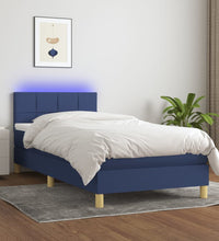 Boxspringbett mit Matratze & LED Blau 90x190 cm Stoff