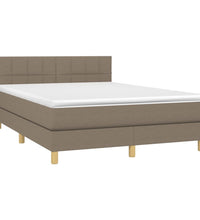 Boxspringbett mit Matratze & LED Taupe 140x190 cm Stoff