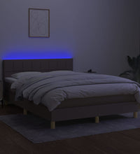 Boxspringbett mit Matratze & LED Taupe 140x190 cm Stoff