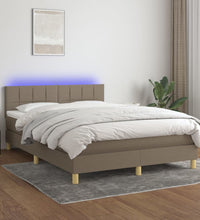 Boxspringbett mit Matratze & LED Taupe 140x190 cm Stoff