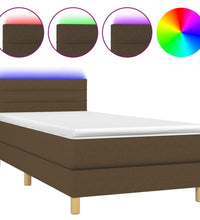 Boxspringbett mit Matratze & LED Dunkelbraun 80x200 cm Stoff