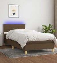 Boxspringbett mit Matratze & LED Dunkelbraun 80x200 cm Stoff