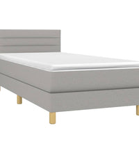 Boxspringbett mit Matratze & LED Hellgrau 90x190 cm Stoff