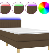 Boxspringbett mit Matratze & LED Dunkelbraun 80x200 cm Stoff