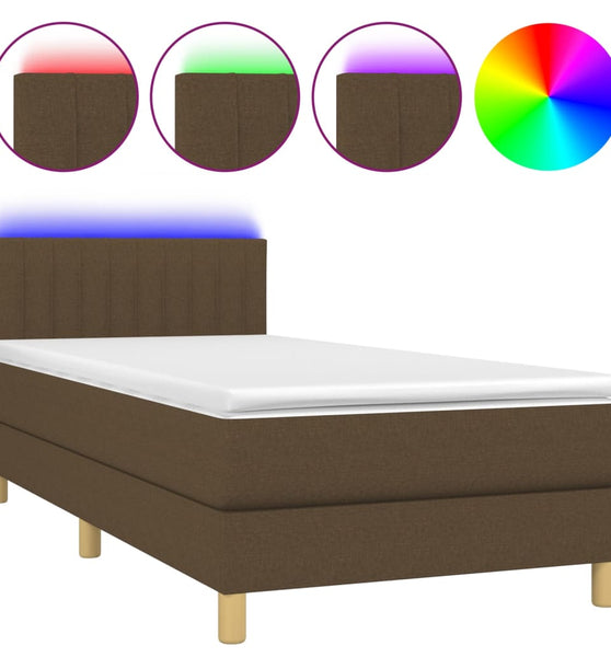Boxspringbett mit Matratze & LED Dunkelbraun 80x200 cm Stoff