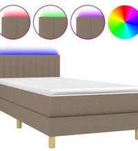 Boxspringbett mit Matratze & LED Taupe 90x200 cm Stoff