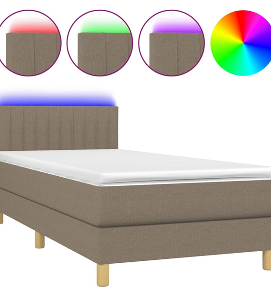 Boxspringbett mit Matratze & LED Taupe 90x200 cm Stoff