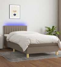 Boxspringbett mit Matratze & LED Taupe 90x200 cm Stoff