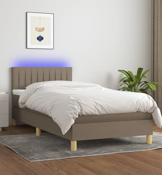 Boxspringbett mit Matratze & LED Taupe 90x200 cm Stoff