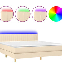 Boxspringbett mit Matratze & LED Creme 180x200 cm Stoff
