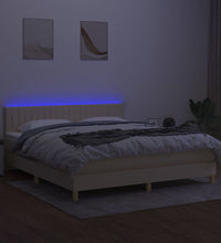 Boxspringbett mit Matratze & LED Creme 180x200 cm Stoff