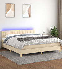 Boxspringbett mit Matratze & LED Creme 180x200 cm Stoff