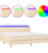 Boxspringbett mit Matratze & LED Creme 200x200 cm Stoff