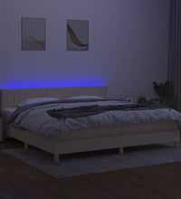 Boxspringbett mit Matratze & LED Creme 200x200 cm Stoff