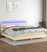 Boxspringbett mit Matratze & LED Creme 200x200 cm Stoff