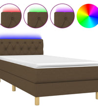 Boxspringbett mit Matratze & LED Dunkelbraun 80x200 cm Stoff