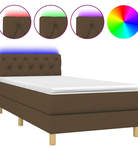 Boxspringbett mit Matratze & LED Dunkelbraun 80x200 cm Stoff
