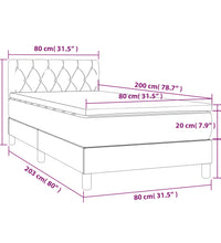 Boxspringbett mit Matratze & LED Dunkelbraun 80x200 cm Stoff