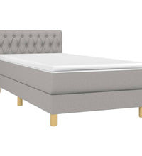 Boxspringbett mit Matratze & LED Hellgrau 90x190 cm Stoff