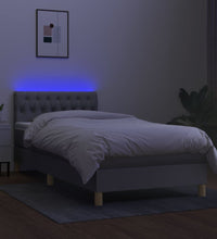 Boxspringbett mit Matratze & LED Hellgrau 90x190 cm Stoff