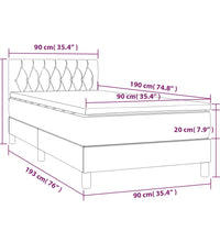 Boxspringbett mit Matratze & LED Hellgrau 90x190 cm Stoff