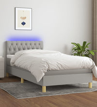 Boxspringbett mit Matratze & LED Hellgrau 90x190 cm Stoff