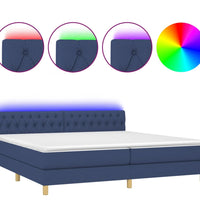 Boxspringbett mit Matratze & LED Blau 200x200 cm Stoff