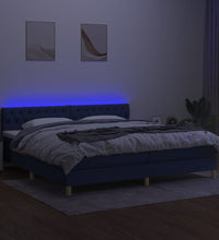 Boxspringbett mit Matratze & LED Blau 200x200 cm Stoff