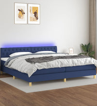 Boxspringbett mit Matratze & LED Blau 200x200 cm Stoff