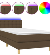 Boxspringbett mit Matratze & LED Dunkelbraun 80x200 cm Stoff