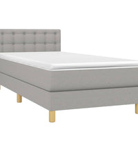 Boxspringbett mit Matratze & LED Hellgrau 90x190 cm Stoff