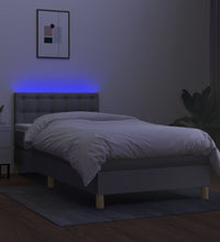 Boxspringbett mit Matratze & LED Hellgrau 90x190 cm Stoff