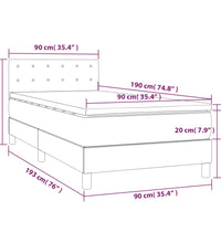 Boxspringbett mit Matratze & LED Hellgrau 90x190 cm Stoff