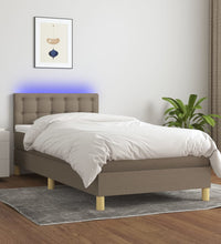 Boxspringbett mit Matratze & LED Taupe 90x200 cm Stoff
