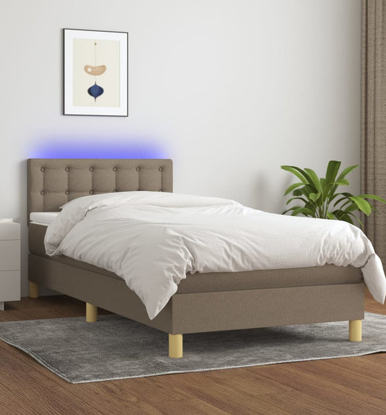 Boxspringbett mit Matratze & LED Taupe 90x200 cm Stoff