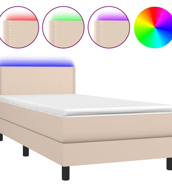Boxspringbett mit Matratze & LED Cappuccino-Braun 90x190cm