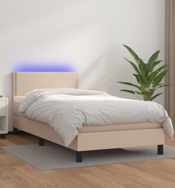 Boxspringbett mit Matratze & LED Cappuccino-Braun 90x190cm