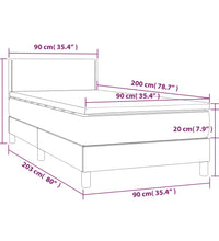 Boxspringbett mit Matratze & LED Cappuccino-Braun 90x200cm
