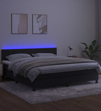 Boxspringbett mit Matratze & LED Dunkelgrün 180x200 cm Samt