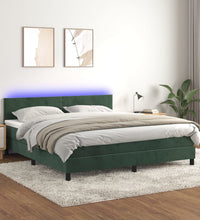 Boxspringbett mit Matratze & LED Dunkelgrün 180x200 cm Samt