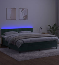 Boxspringbett mit Matratze & LED Dunkelgrün 180x200 cm Samt