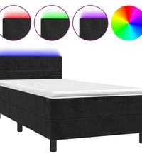 Boxspringbett mit Matratze & LED Schwarz 100x200 cm Samt