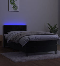 Boxspringbett mit Matratze & LED Schwarz 100x200 cm Samt