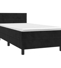 Boxspringbett mit Matratze & LED Schwarz 100x200 cm Samt