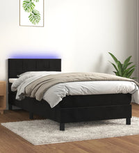 Boxspringbett mit Matratze & LED Schwarz 100x200 cm Samt