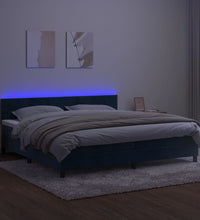 Boxspringbett mit Matratze & LED Dunkelblau 200x200 cm Samt