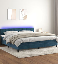 Boxspringbett mit Matratze & LED Dunkelblau 200x200 cm Samt