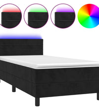 Boxspringbett mit Matratze & LED Schwarz 90x200 cm Samt